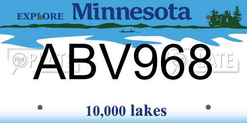 ABV968 Minnesota License Plate