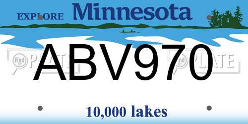ABV970 Minnesota License Plate