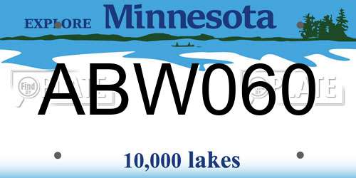 ABW060 Minnesota License Plate