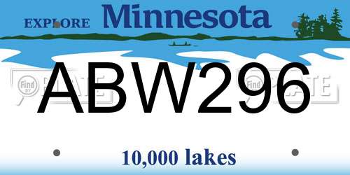ABW296 Minnesota License Plate