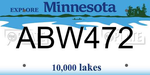 ABW472 Minnesota License Plate
