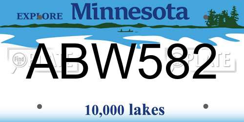 ABW582 Minnesota License Plate