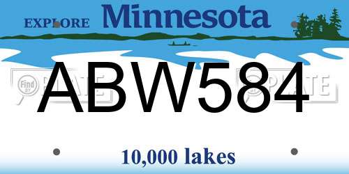 ABW584 Minnesota License Plate