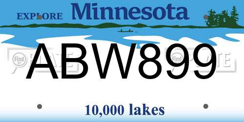 ABW899 Minnesota License Plate