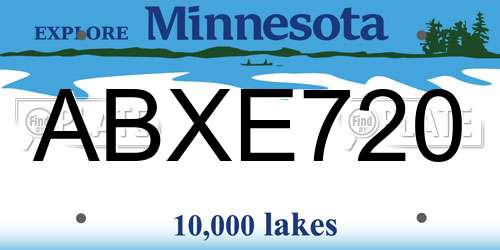 ABXE720 Minnesota License Plate