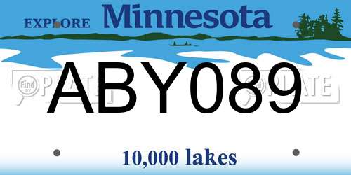 ABY089 Minnesota License Plate