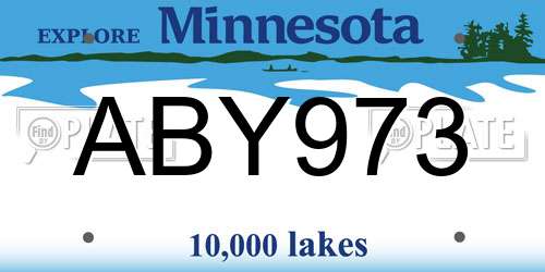 ABY973 Minnesota License Plate