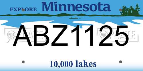 ABZ1125 Minnesota License Plate