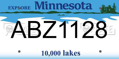 ABZ1128 Minnesota License Plate