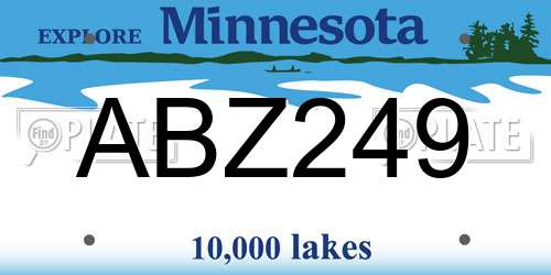 ABZ249 Minnesota License Plate
