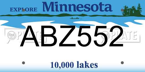 ABZ552 Minnesota License Plate
