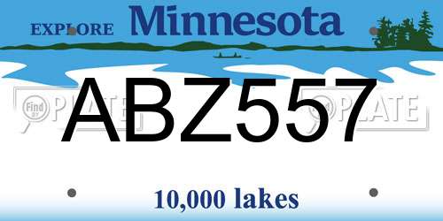 ABZ557 Minnesota License Plate