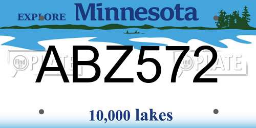 ABZ572 Minnesota License Plate