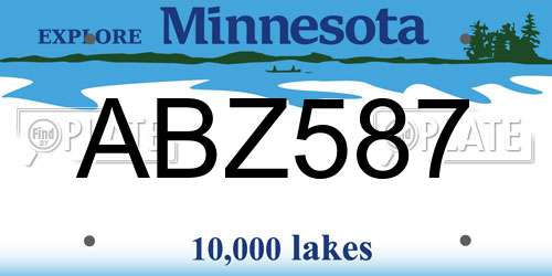 ABZ587 Minnesota License Plate