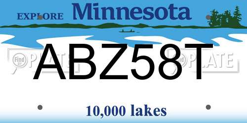 ABZ58T Minnesota License Plate