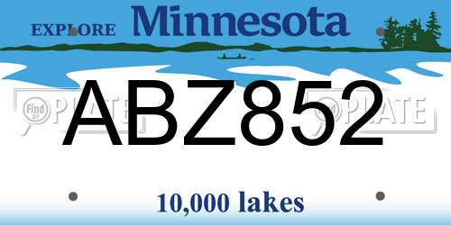 ABZ852 Minnesota License Plate