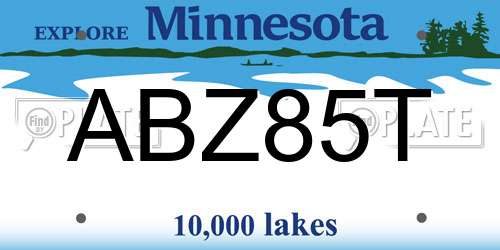 ABZ85T Minnesota License Plate