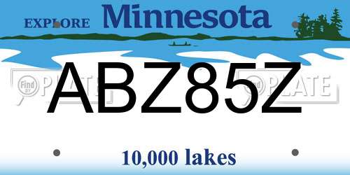 ABZ85Z Minnesota License Plate