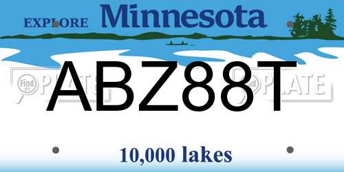 ABZ88T Minnesota License Plate