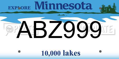 ABZ999 Minnesota License Plate