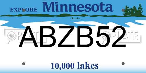 ABZB52 Minnesota License Plate
