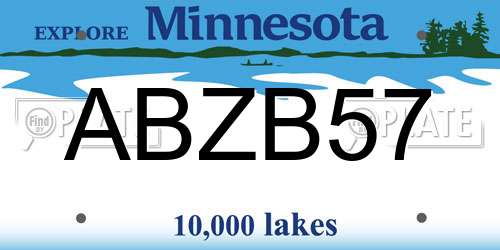 ABZB57 Minnesota License Plate