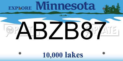 ABZB87 Minnesota License Plate