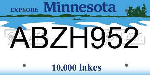 ABZH952 Minnesota License Plate