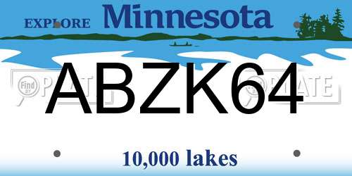 ABZK64 Minnesota License Plate