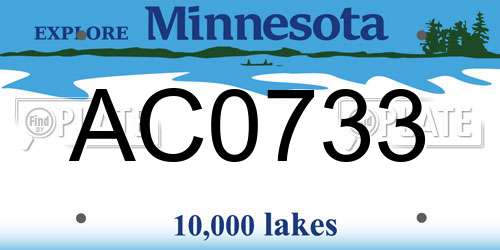 AC0733 Minnesota License Plate
