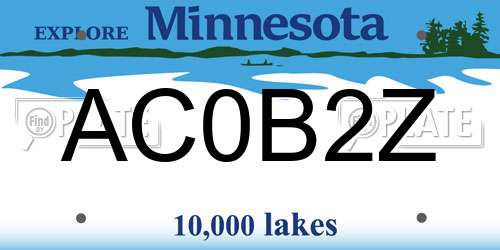 AC0B2Z Minnesota License Plate