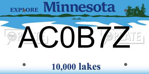 AC0B7Z Minnesota License Plate