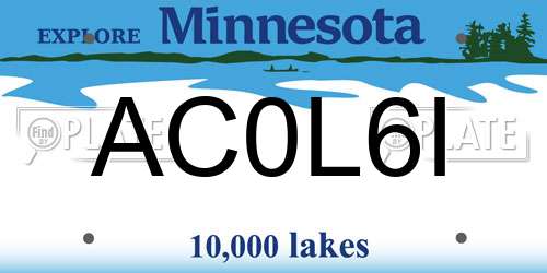 AC0L6I Minnesota License Plate