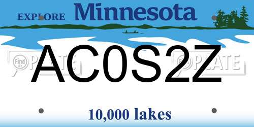 AC0S2Z Minnesota License Plate