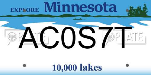 AC0S7T Minnesota License Plate