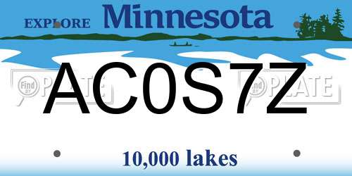 AC0S7Z Minnesota License Plate