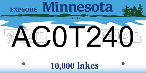 AC0T240 Minnesota License Plate