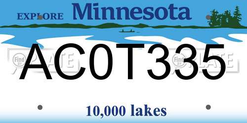 AC0T335 Minnesota License Plate