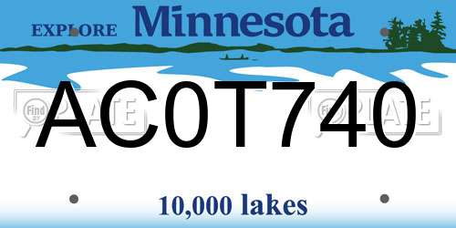 AC0T740 Minnesota License Plate