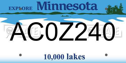 AC0Z240 Minnesota License Plate