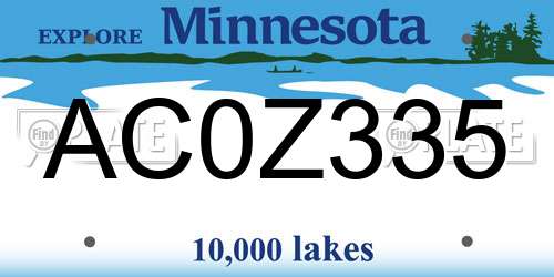 AC0Z335 Minnesota License Plate