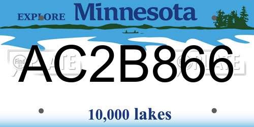 AC2B866 Minnesota License Plate