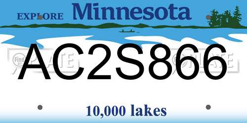 AC2S866 Minnesota License Plate