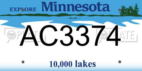 AC3374 Minnesota License Plate