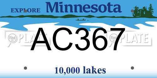 AC367 Minnesota License Plate