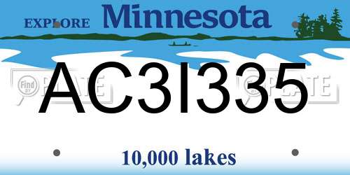 AC3I335 Minnesota License Plate