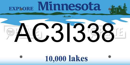 AC3I338 Minnesota License Plate
