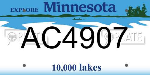 AC4907 Minnesota License Plate