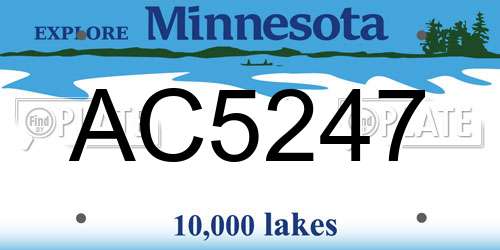AC5247 Minnesota License Plate