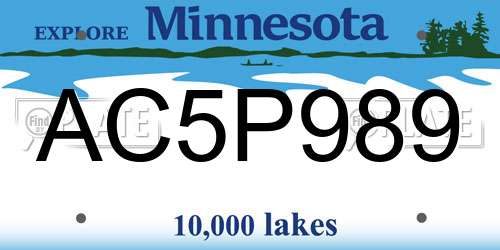 AC5P989 Minnesota License Plate